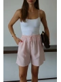 Müslin kumaş şort bağcıklı pembe pt