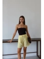 Müslin kumaş şort bağcıklı sarı pt