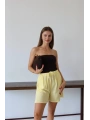 Müslin kumaş şort bağcıklı sarı pt