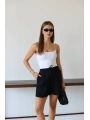 Müslin kumaş şort bağcıklı siyah pt