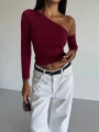 Omuz detaylı kollu bluz bordo f2336