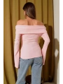Omzu Açık Fermuarlı Bluz pembe T4330