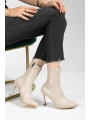 Orjen Bej Cilt Streç Topuklu Bot