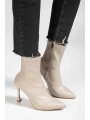 Orjen Bej Cilt Streç Topuklu Bot
