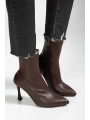 Orjen Kahverengi Cilt Streç Topuklu Bot