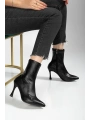 Orjen Siyah Cilt Streç Topuklu Bot