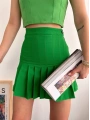 Pileli düğmeli etek açık yeşil s24811