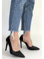 Pley Siyah Cilt Stiletto Ayakkabı