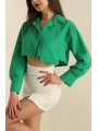 Poplin crop gömlek yeşil s3060