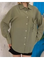 Relax fit keten gömlek haki s255349