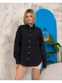 Relax fit keten gömlek siyah s255349