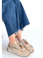 Riaf Bej Cilt Bağcıklı Spor Ayakkabı