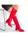 Roksa Kırmızı Cilt Topuklu Çizme