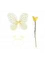 Sarı Kelebek Erkek-kız Seti – 50 Cm Kelebek Kanadı, Taç Ve Asa