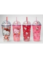Sevimli Hello Kitty Işıklı Pipetli Boncuklu Suluk & Bardak 400 Ml Alk3145