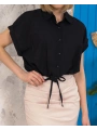 Sıfır kollu bağlamalı crop gömlek siyah s255359