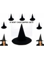 Siyah Cadı Şapkası Keçe Yetişkin Boy 6 Adet