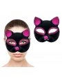 Siyah Renk Fuşya Simli Süet Kaplama Kedi Maskesi 18x14 Cm
