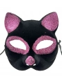 Siyah Renk Pembe Simli Süet Kaplama Kedi Maskesi 18x14 Cm