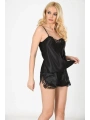 Siyah Saten Babydoll Şortlu Takım - 283