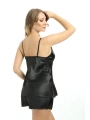 Siyah Saten Babydoll Şortlu Takım - 305