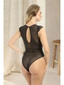 Siyah Yarım Kol Dantel Bodysuit - 895
