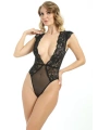 Siyah Yarım Kol Dantel Bodysuit - 895