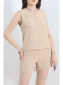 Şortlu Ayrobin takım bej
