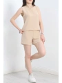 Şortlu Ayrobin takım bej