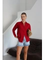 Tek cepli müslin gömlek bordo pt