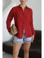 Tek cepli müslin gömlek bordo pt