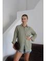Tek cepli müslin gömlek haki pt