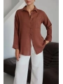 Tek cepli müslin gömlek kahve pt