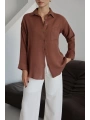 Tek cepli müslin gömlek kahve pt