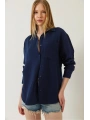 Tek cepli müslin gömlek lacivert pt