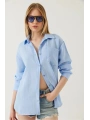 Tek cepli müslin gömlek mavi pt