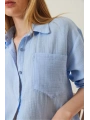 Tek cepli müslin gömlek mavi pt