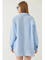 Tek cepli müslin gömlek mavi pt