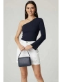 Tek Omuzlu Basic Bluz Lacivert T4275