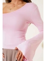 Tek Omuzlu Basic Bluz Pembe T4275