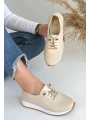 Tone Bej Cilt Bağcıklı Spor Ayakkabı
