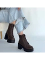 Tsan Kahverengi Cilt Bağcıklı Topuklu Bot