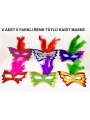 Renkli Parti Maskesi 639lı | Tüylü Karton Maske Seti (lastikli)