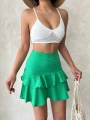 Valonlu fırfırlı etek yeşil s24681