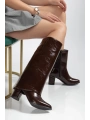 Wila Kahverengi Parlak Topuklu Tak Çıkar Çizme