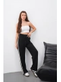 Yandan çift şeritli pantolon siyah