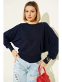 Yarasa Kol Salaş Bluz Lacivert T4273