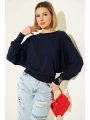Yarasa Kol Salaş Bluz Lacivert T4273