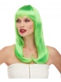 Yeşil Renk Uzun Düz Parti Peruğu