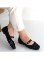 Zaty Siyah Süet Siyah Pullu Babet Ayakkabı